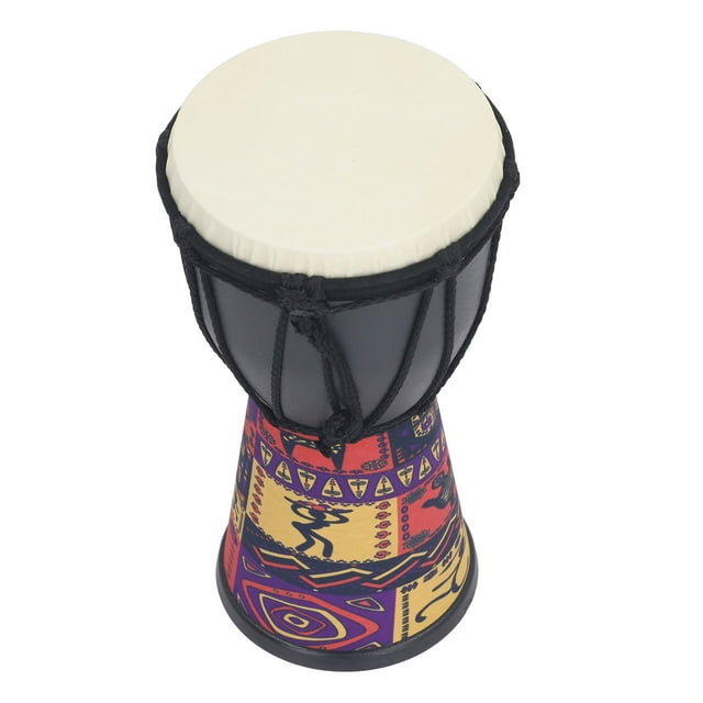 4 Inch Hand Drum, DIY Drawing African Hand Drum Artificial Sheepskin Lanyard Design for Daily Entertainment