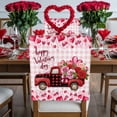 thumbnail image 2 of Happy Valentine's Day Chair Back Covers Set of 6, Romantic Rose Floral Love Heart on Truck Pink Plaid Stretch Dining Chair Back Slipcovers Removable Seat Cover for Kitchen Restaurant Hotel Cafe, 2 of 9