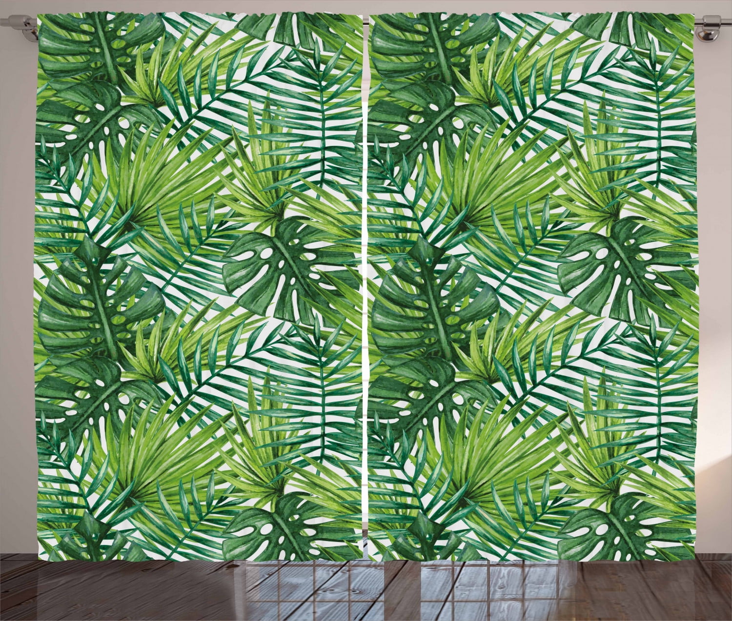 Leaf Curtains 2 Panels Set Tropical, Banana Leaf Curtains Uk