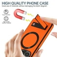 thumbnail image 5 of Magnetic Case for iPhone 14, Support Car Mount, Compatible with Magsafe, with Built-in Invisible Kickstand, Slim Hybrid Shockproof Protective Phone Cover for iPhone 14, Orange, 5 of 8