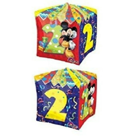 15 inch MICKEY MOUSE Cubez AGE 2 Balloon • Party Supplies Decorations Foil Mylar Balloon
