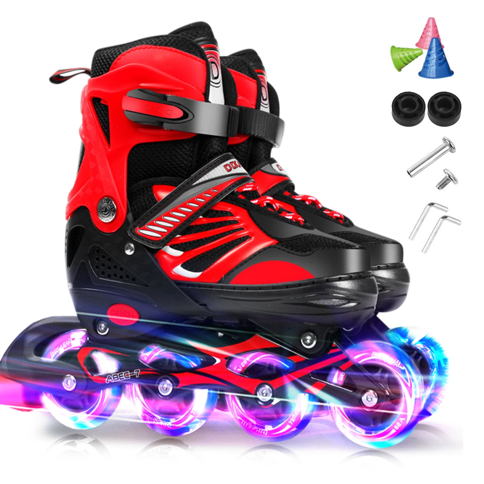 Inline Skates Kinder 3 Oder 4 Rollen Adjustable Illuminating Inline Skates with Light Up Wheels for Kids and