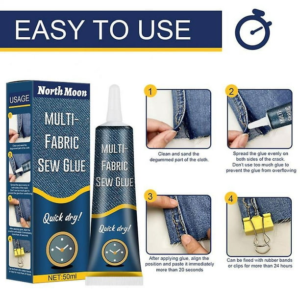 Fast Dry Fabric Glue, Fabric Fusion Permanent Fabric Sewing Adhesive Glue,  Cloth Repair Sew Glue Speedy Fix Jeans 