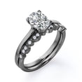 thumbnail image 4 of JeenMata Anillo de Boda con Filigrana Decorativa Milgrain de 1,75 Quilates con Engaste Ovalado en Punta Engastado en Oro Negro de 18 K sobre Plata (Personaliza la Banda de Tu Anillo de Bodas), 4 of 6