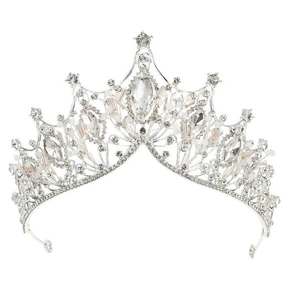 Masteelf Tiara Crown Headband Charming Crown Bride Miss 17X13cm Silver