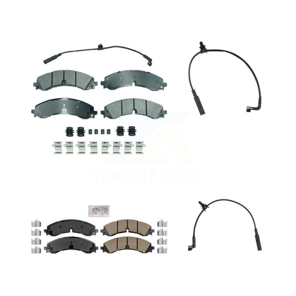 AmeriBRAKES Front Rear Ceramic Disc Brake Pads and Extra Wear Sensors Kit for Car 2023-2024 GMC Chevrolet Sierra 2500 HD Silverado 3500 6.6L KNW-101396