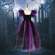 thumbnail image 4 of Disfraz de bruja de Halloween para niños y niñas, vestido de malla Alto y Bajo, Cosplay de vampiro con esqueleto 3D, fiesta de disfraces de Carnaval, 4 of 5