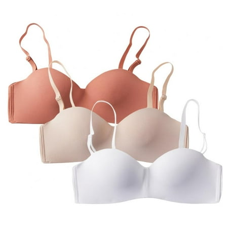 

3pcs Women Bralette 1/2 Cup Bra Back Closure Bra Adjustable Strap Bra Strapless Bra Wire Free Bra Thin Mold Cup Bra Two Wear Bra Female Summer Thin Bra Dress Wild Bra