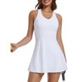 thumbnail image 2 of Tennis Dresses for Women with Shorts Pockets and Bra V Neck Racerback Golf Outfits White S, 2 of 10