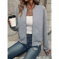thumbnail image 6 of Womens Jacket Coat Casual Stand Collar Zip Up Fall Fashion Jackets Outfits with Pockets Grey M, 6 of 8