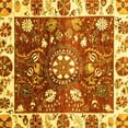 thumbnail image 1 of Ahgly Company Machine Washable Indoor Square Oriental Yellow Traditional Area Rugs, 8' Square, 1 of 4