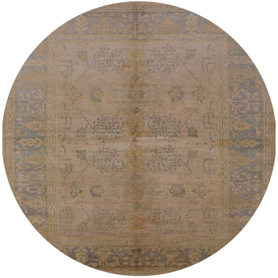 Ahgly Company Indoor Round Mid-Century Modern Dark Gold Brown Oriental Area Rugs, 4' Round