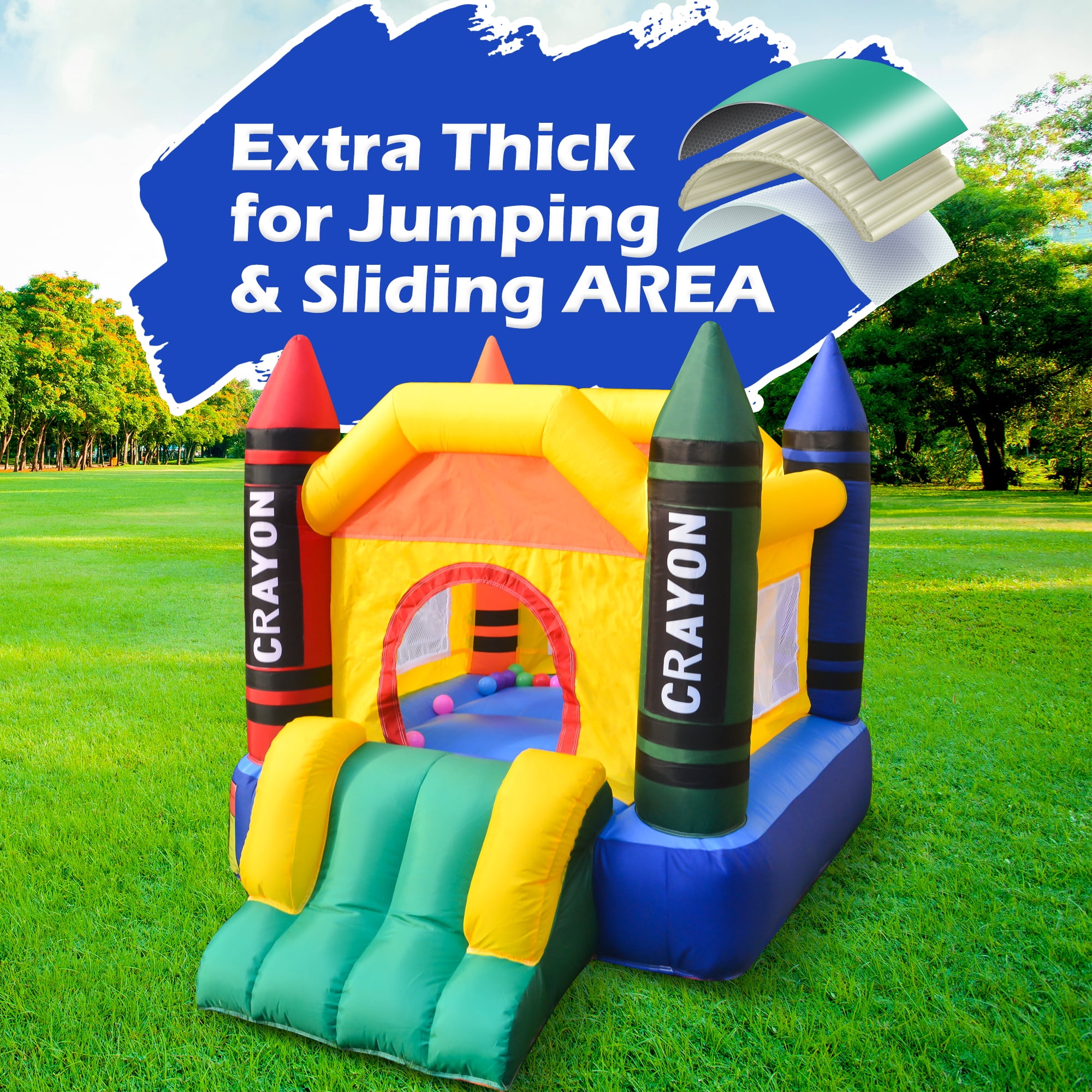Dvreugde Bounce House 6x4.7x4.6ft Colorful Bouncy Castle with Slide & Blower Inflatable Bouncer
