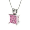 thumbnail image 2 of Clara Pucci 14K White Solid Hypoallergenic Gold 2.5Ct Pink Zircon Princess Cut Solitaire Designer Necklace Pendant For April, 2 of 7