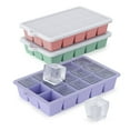thumbnail image 1 of Silicone Ice Cube Tray 3 Pack - EASY RELEASE Ice Cube Tray with lid, BPA Free Ice Cubes Trays for Freezer,Ice Cube Mould for Cocktail,Whiskey (Purple+Pink+Mint), 1 of 7