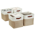 thumbnail image 1 of DECOMOMO Cubes de Rangement, Bacs de Rangement 12x12, Paniers pour Étagères (Beige et Blanc, Cube 12 Pouces - Lot de 4), 1 of 6