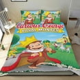 thumbnail image 1 of Jorge el Curioso Mono Conjunto de sábanas temático, trío de piezas, cómodo y amigable con la piel, diseño único, regalo de decoración para el hogar para familiares, amigos y fans,140cm *210cm, 1 of 6