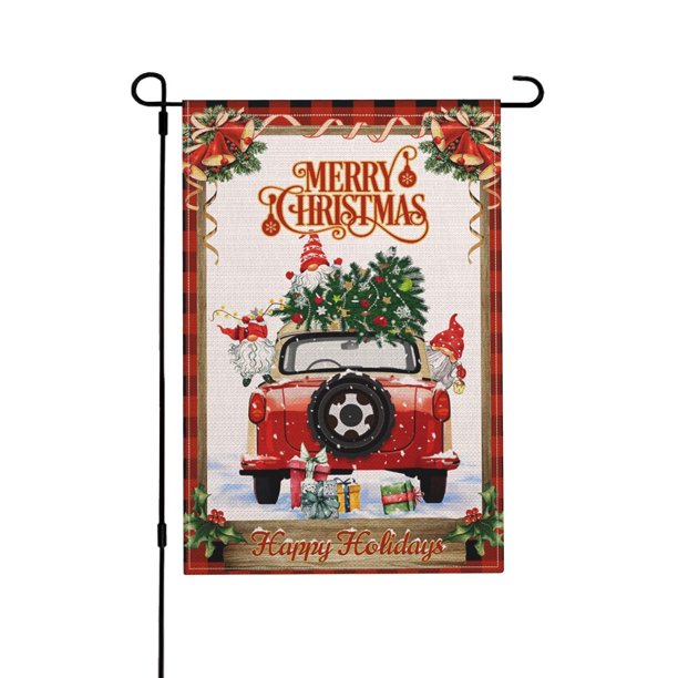 Christmas Garden Flag, Red Buffalo Plaid Christmas Garden Flag, Rustic
