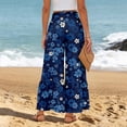 thumbnail image 5 of Women Summer Beach Vacation Pants High Waisted Wide Leg Pants Printed Loose Flowy Casual Palazzo Lounge Trousers Blue S, 5 of 5
