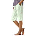 thumbnail image 2 of Only Moment Linerless Relaxed Casual Shorts for Women Autumn Fragrant Linen Graphic Printed Shorts Summer Elastic Waist Casual Lightweight with Pockets Shorts Green,XL, 2 of 6