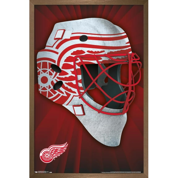 NHL Detroit Redwings - Mask 16 Wall Poster, 22.375" x 34", Framed