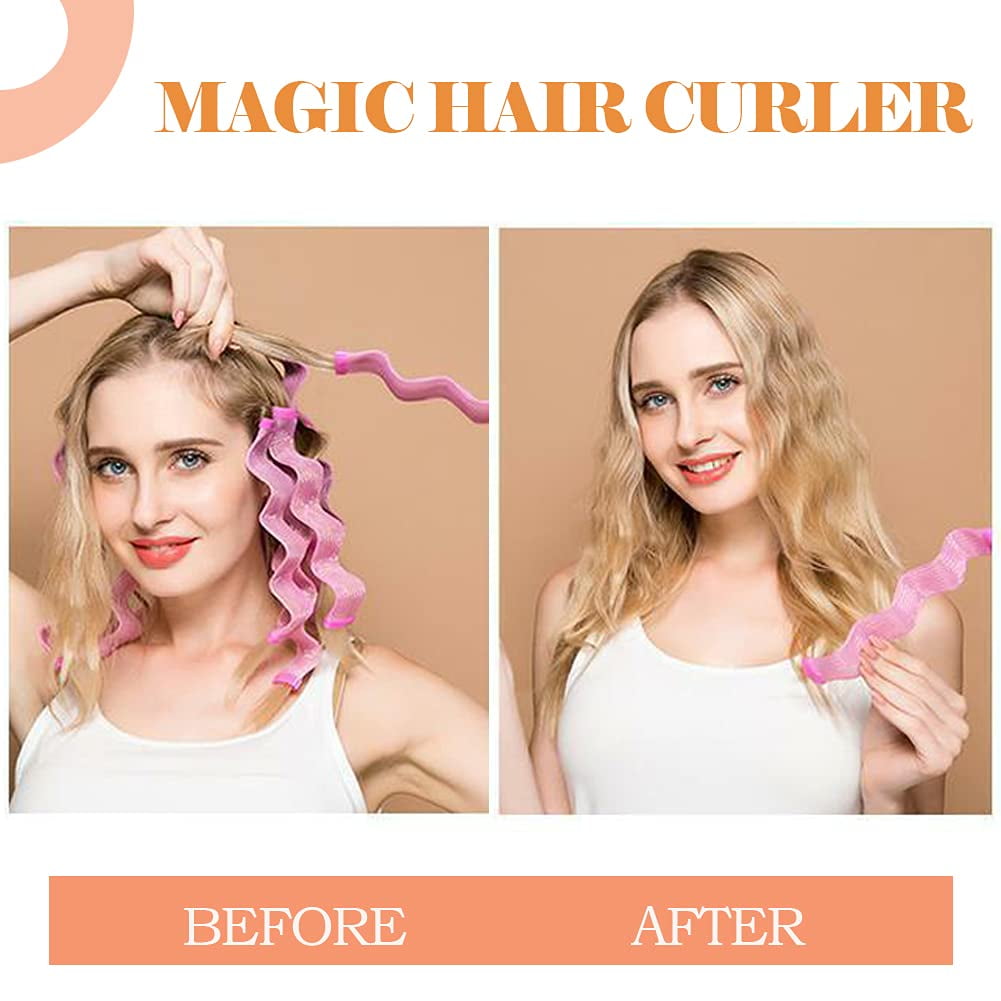 Cribun 32 Pieces Hair Curlers 11.8 Inch Wave Formers Styling Kit Heatless Wavy Styles Spiral Curlers With 1 Styling Hooks Magic Hair Rollers For Sho