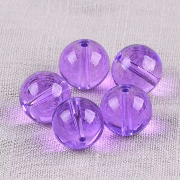 U8MO Round Glossy 6mm 8mm 10mm 12mm 14mm Crystal Glass Loose Beads for Jewelry Making-14mm 10pcs-Violet