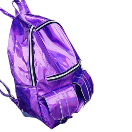 - Fashion Leisure PU Laser Backpack Large Capacity Brilliant Double Shoulder Bag for Women and Man