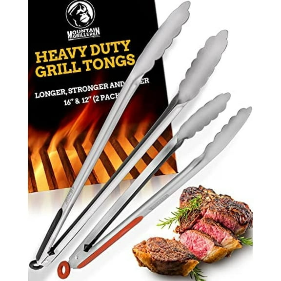 MOUNTAIN GRILLERS BBQ Grill Tongs - Set of 2 Heavy Duty Grilling Cooking Tongs