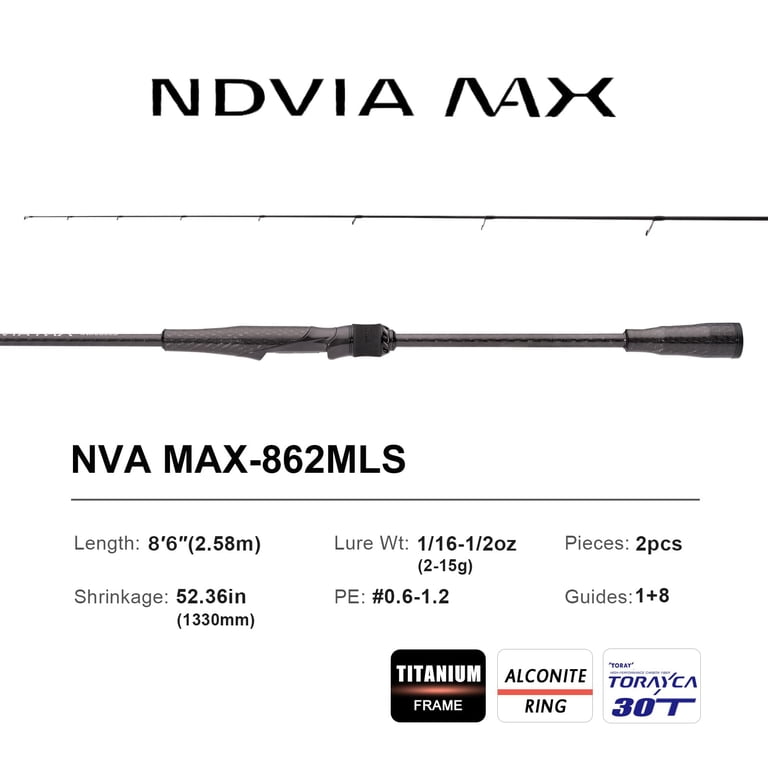 ロッド NDVIA MAX 862ML PURELURE NDVIA MAX Shore Spinning Rod 8'6'' - Saltwater Fishing