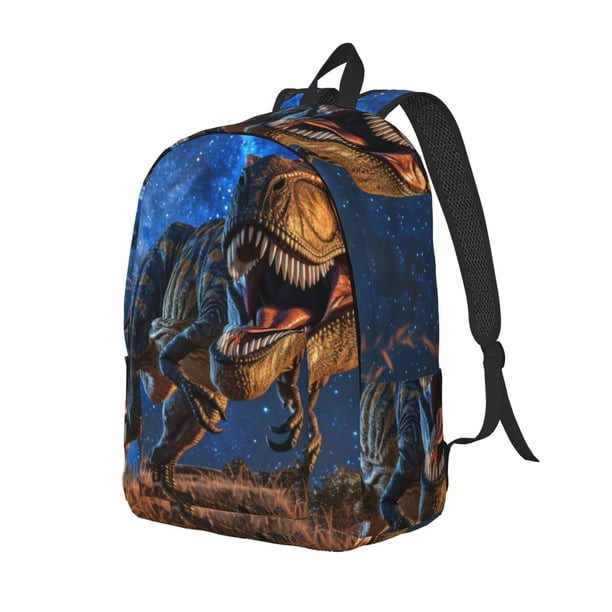 Easygdp Starry Night Charging Dinosaur Mochila de Lona Resistente para Laptop, Compatible con Laptops de 15 a 17 pulgadas, Ideal para Escuela, Trabajo y Viajes-Medium
