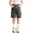 thumbnail image 5 of Denim Shorts Mid Rise Girls Denim Bermuda Shorts Baggy Y2k Straight Leg Washed Denim Jorts for Tween Girls Summer Trendy Cargo Jeans with Pockets, 5 of 6