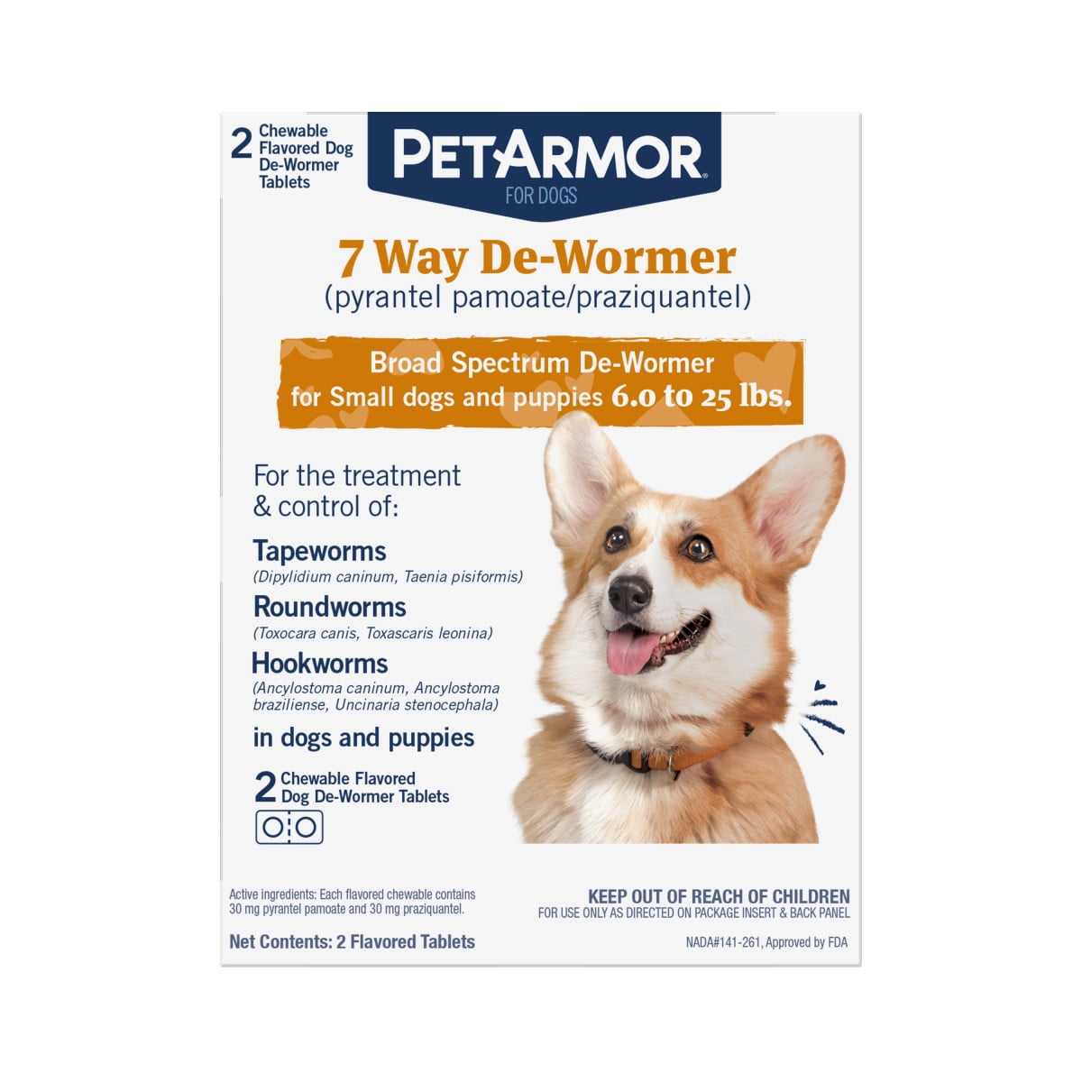 Petarmor 7 Way De Wormer For Puppies Small Dogs 2 Chewable Tabs Walmart Com Walmart Com