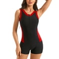 thumbnail image 7 of Guluxicc Women's Zipper Front Athletic Swimsuit Boyleg One Piece Slimming Bathing Suit Full Coverage Swimwear, 7 of 7