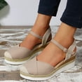 thumbnail image 6 of Pandaie Women's Wedge Sandals Closed Toe Platform Espadrilles Comfortable Slip on Dressy Summer Beach Shoes with Adjustable Ankle Straps Khaki Size 6.5, 6 of 8