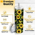 thumbnail image 4 of Triple-Insulated Stainless Steel Tumbler Sunflower Floral Art 20oz Cups with Lid, Straw, Brush, 4 of 5