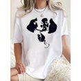 thumbnail image 1 of T-shirt Graphique Chic pour Femmes - Col Rond Décontracté Manches Courtes, Mélange de Polyester Extensible, Lavable en Machine - Parfait pour l'Été & Tenue Décontractée Fête des Pères, Fête des Mères, Nouvel An, Festival de Printemps, Valen, 1 of 6