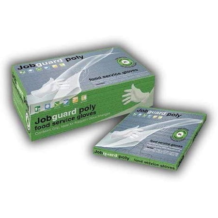 JobGuard Poly Gloves, PF, Clear, Small, Case/2,000 (4 Boxes of 500)
