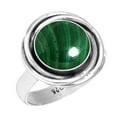 thumbnail image 1 of 925 Silver Ring For Women - Girls Green Real Malachite Stone Silver Ring Size 9.5 May Birthstone Hand Made Silver Ring Size 9.5 Gift For Women On Easter 925 Silver Jewelry With Gemstone, 1 of 6
