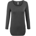 thumbnail image 4 of Long Sleeve Solid Basic Drape Top Side Shirring Tunic, 4 of 14