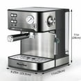 thumbnail image 7 of 11.22×9.25×10.63 Inch 20 Bar Espresso Machine, Single Double Shot & Pressure Display, Stainless Steel Coffee Maker with Milk Frother ESE Pod Compatible for Home Kitchen, 7 of 7