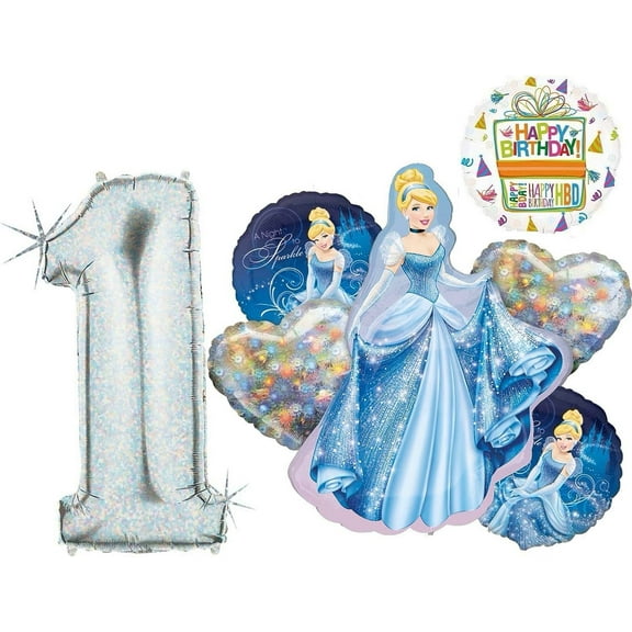 Cinderella 1st birthday party supplies and princess balloon decorations