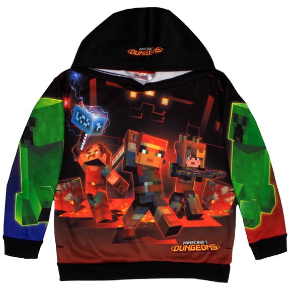 Minecraft Sublimated Long Sleeve Pullover Hoodie (Boys & Teens), Sizes 4–18