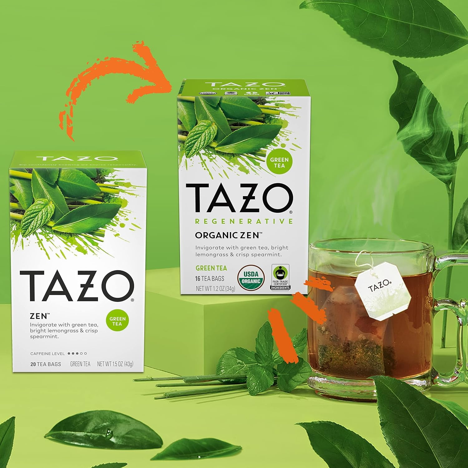 TAZO Regenerative Organic Zen Green Tea, 16 Cont (Pack of 6)