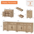 thumbnail image 3 of WAMPAT TV Stand for 100 Inch TV, 4-in-1 TV Console Table for 75/80/85/90 Inch TV, Farmhouse Entertainment Center with Charging Station, Kitchen Sideboard Buffet Cabinet for Dining Room, Oak, 3 of 8