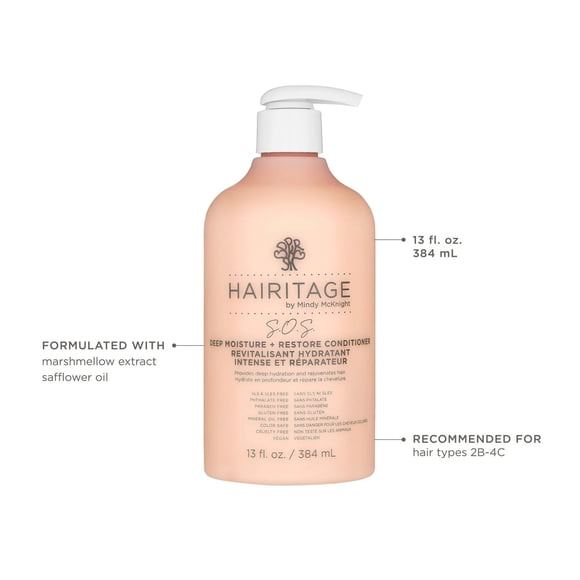Hairitage S.O.S. Deep Moisture & Restore Conditioner with Marshmallow Extract for Dry, Thick Hair