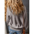 thumbnail image 3 of SHEWIN Womens Sweaters Crewneck Batwing Long Sleeve Side Slit Fall Oversized Ribbed Knit Pullover Jumper Tops Gray, 3 of 8
