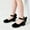 Black, variant on Girls Black Dress Shoes Patent Mary Jane Low Block Heel with Bow Pearl Ankle Strap for Wedding Flower Girl Party Church,Size 8-8.5T
