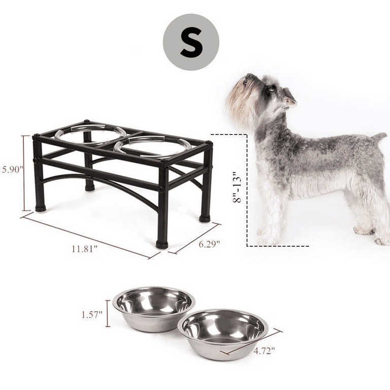 Elevated Dog Bowls with 2 Stainless Steel Dog Food Water Bowls 5 Height  Adjustable Raised Dog Bowl Metal Non-Slip Dog Feeder Dog Bowl Stand for  Large Medium Small Dogs and Pets (Black)