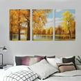 thumbnail image 3 of Nawypu  Canvas Print Wall Art Vibrant Golden Yellow Autumn Tree Pond Nature Wilderness Photography Realism Decorative Landscape Relax/Calm for Living Room, Bedroom 12''x16''X3 Panels, 3 of 4